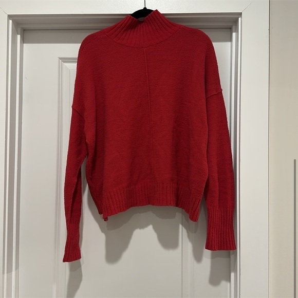 Free People Vancouver Mock Neck Sweater | Cranberry (Red) | Size Large - Picture 3 of 5